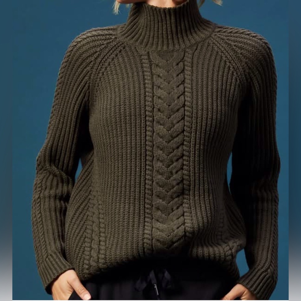 lululemon athletica Olive Cable-Knit Turtleneck Sweater